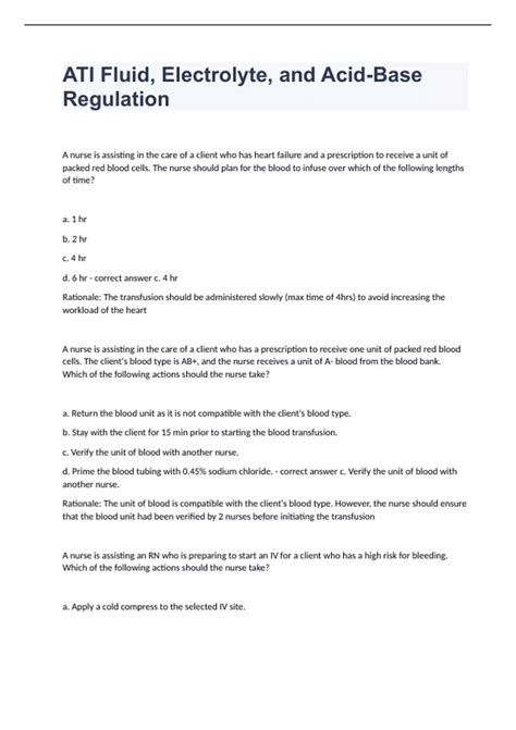 Ati Fluid Electrolyte And Acid-base Regulation