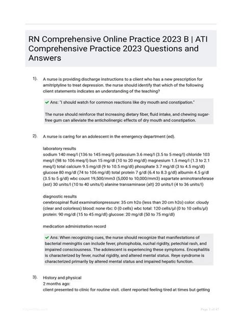 Ati Rn Comprehensive Online Practice 2023 B