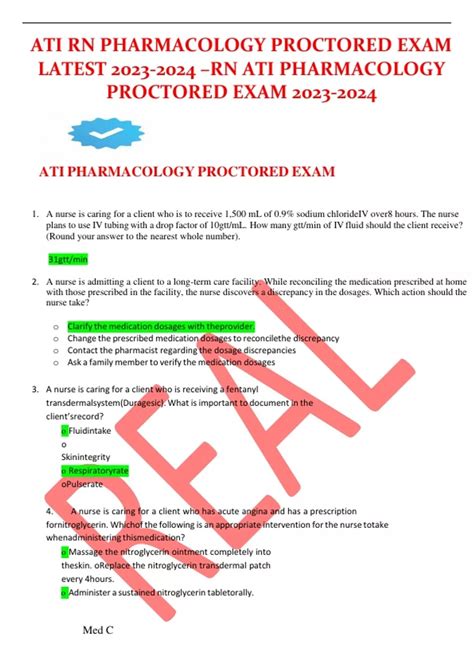 Ati Rn Pharmacology Online Practice 2023 A