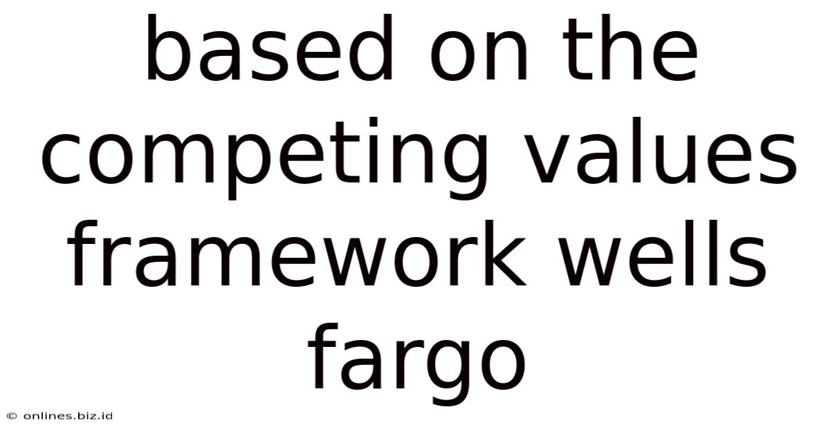 Based On The Competing Values Framework Wells Fargo