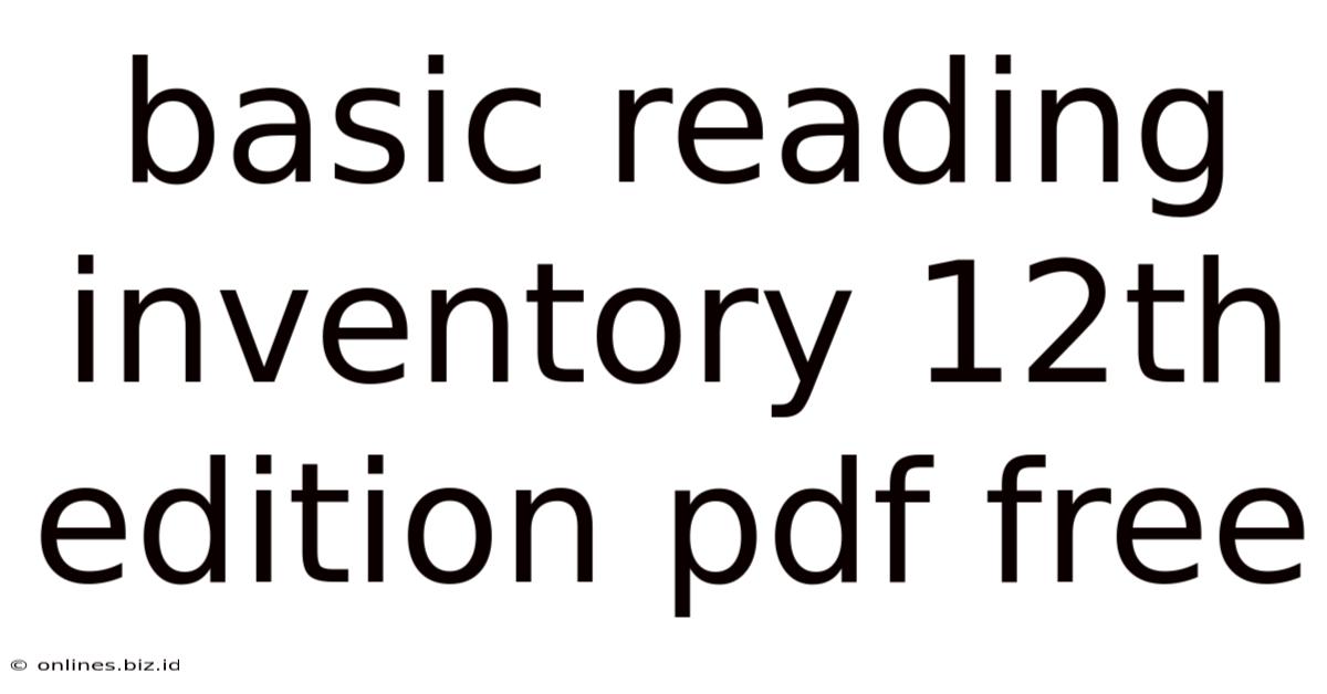 Basic Reading Inventory 12th Edition Pdf Free