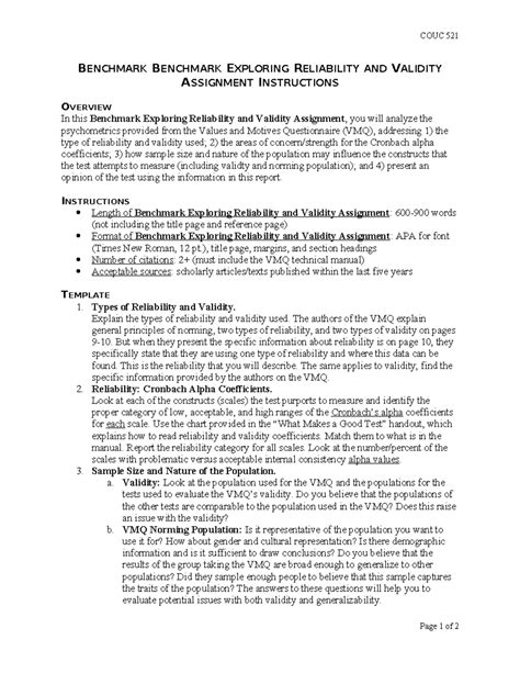 Benchmark Exploring Reliability And Validity Assignment