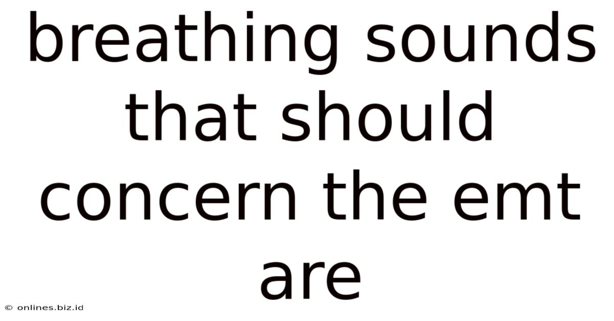 Breathing Sounds That Should Concern The Emt Are