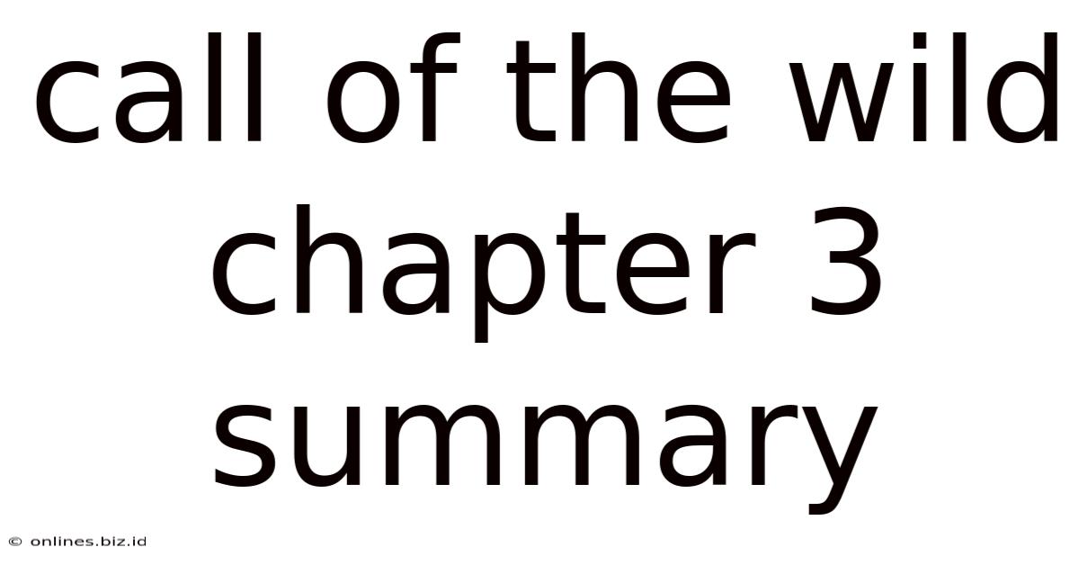 Call Of The Wild Chapter 3 Summary
