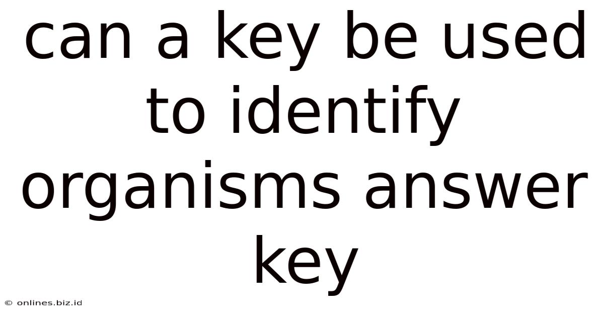 Can A Key Be Used To Identify Organisms Answer Key
