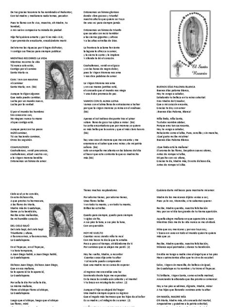 Cantos Para La Virgen De Guadalupe Letra