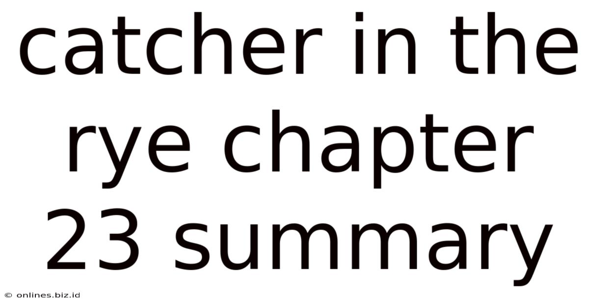 Catcher In The Rye Chapter 23 Summary