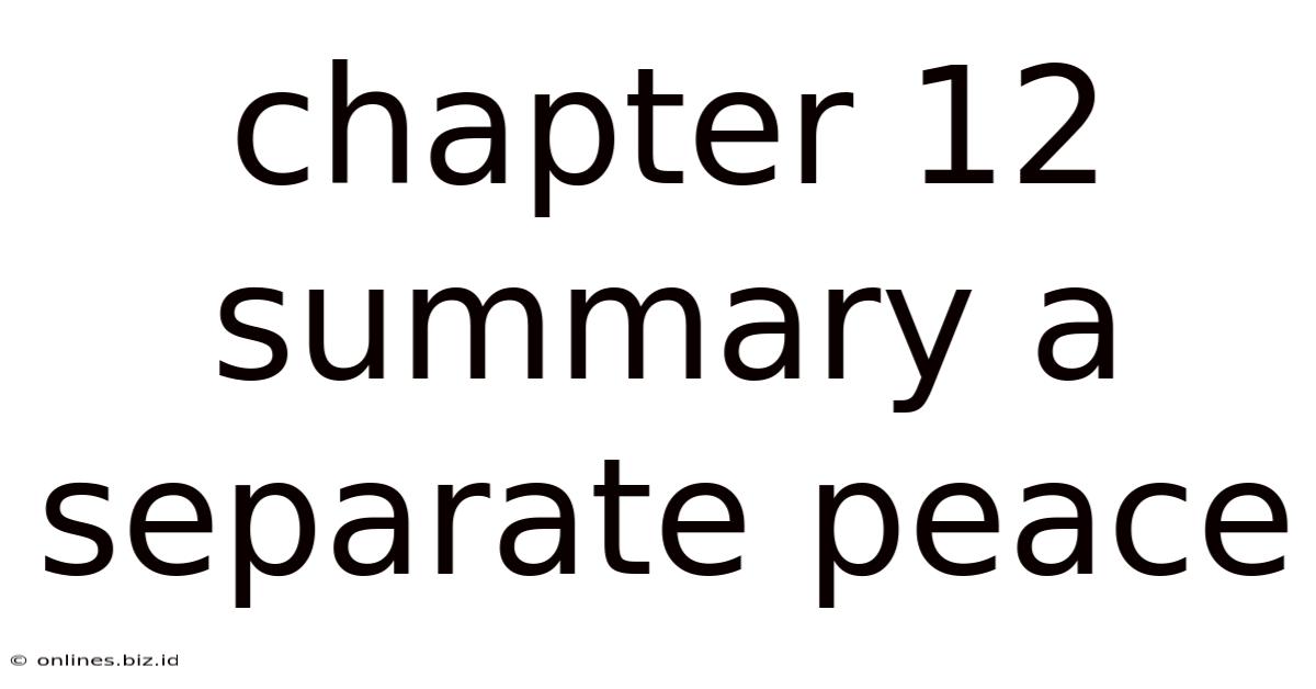 Chapter 12 Summary A Separate Peace