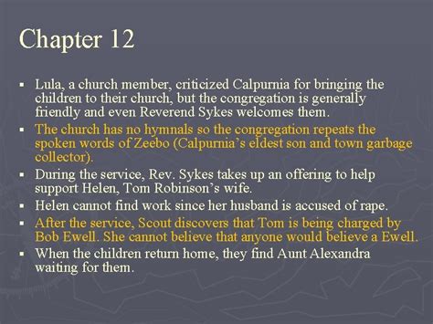 Chapter 12 Summary To Kill A Mockingbird