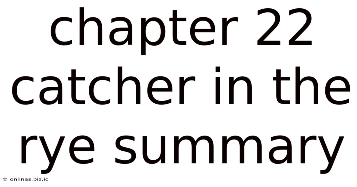 Chapter 22 Catcher In The Rye Summary