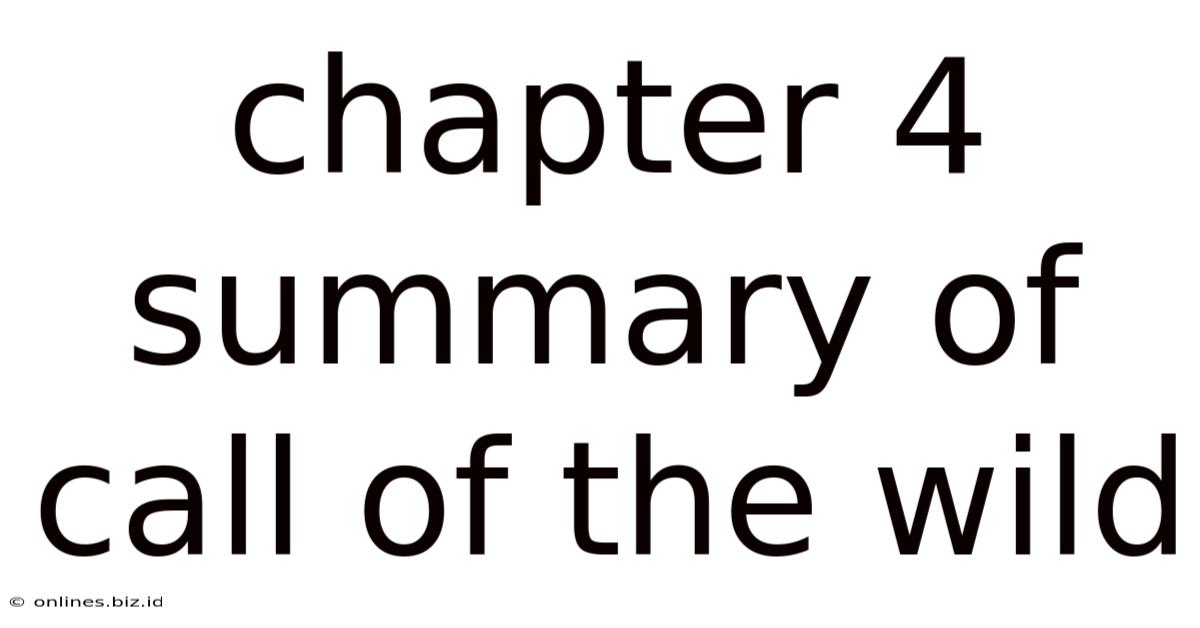 Chapter 4 Summary Of Call Of The Wild