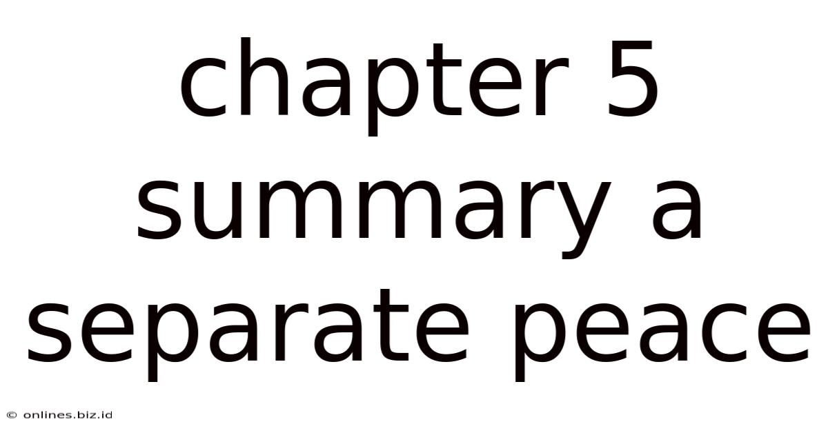 Chapter 5 Summary A Separate Peace