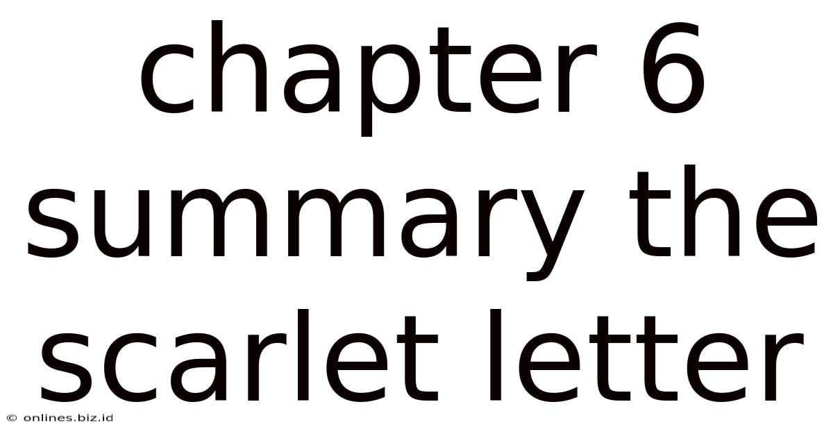 Chapter 6 Summary The Scarlet Letter