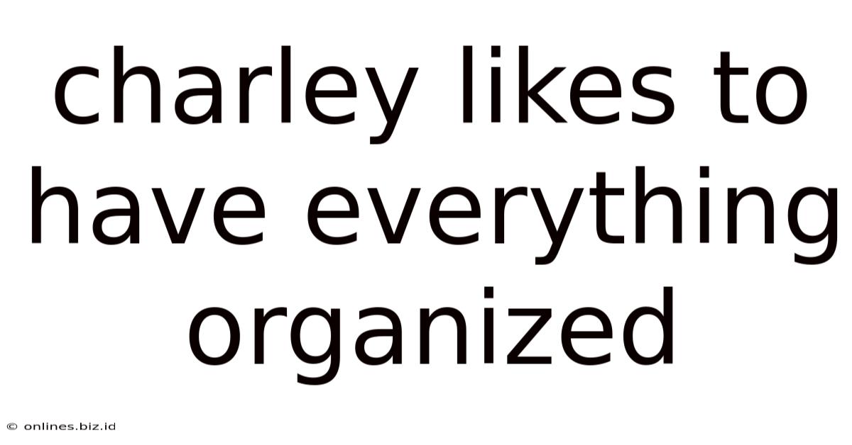 Charley Likes To Have Everything Organized