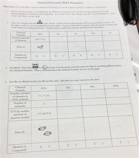 Chemical Formulas Phet Simulation Answer Key