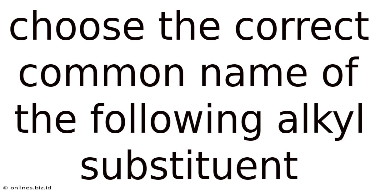 Choose The Correct Common Name Of The Following Alkyl Substituent