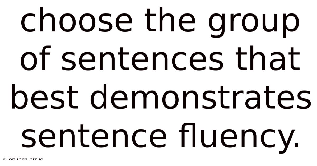 Choose The Group Of Sentences That Best Demonstrates Sentence Fluency.