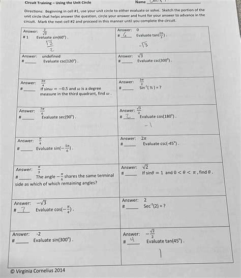 Circuit Training Using The Unit Circle