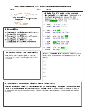 Claim-evidence-reasoning Cer Model Evaluating The Effect Of Mutation Answers