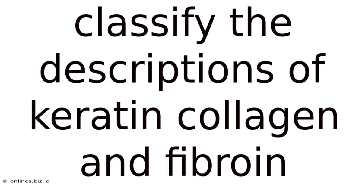 Classify The Descriptions Of Keratin Collagen And Fibroin