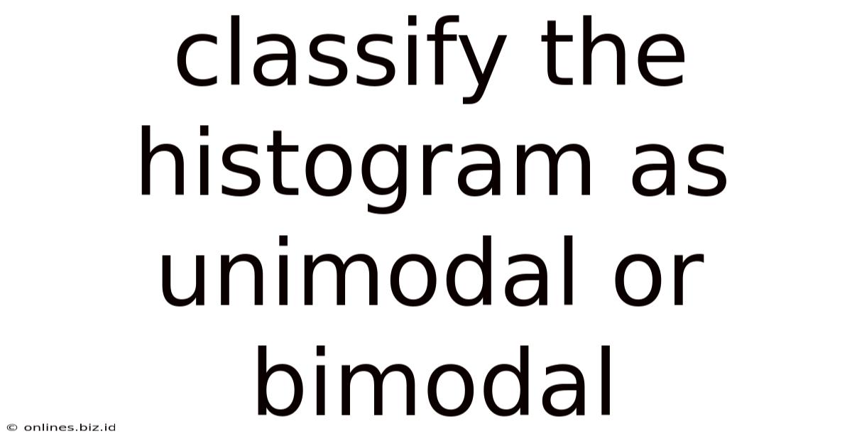 Classify The Histogram As Unimodal Or Bimodal