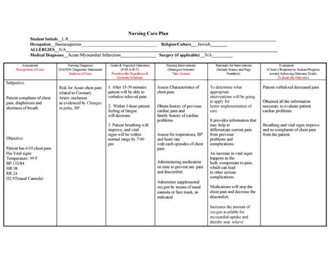 Clinical Judgement Plan Of Care Template