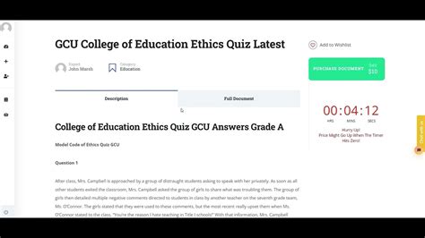 College Of Education Ethics Quiz Gcu Answers