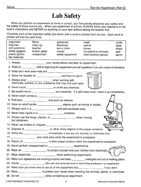 Color By Number Laboratory Safety Answer Key