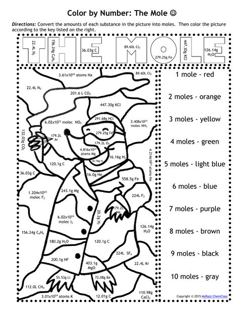 Color By Number The Mole Answer Key