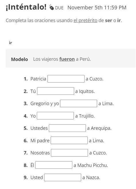 Completa Las Oraciones Usando El Pretérito De Ser O Ir.