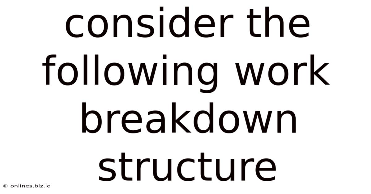 Consider The Following Work Breakdown Structure