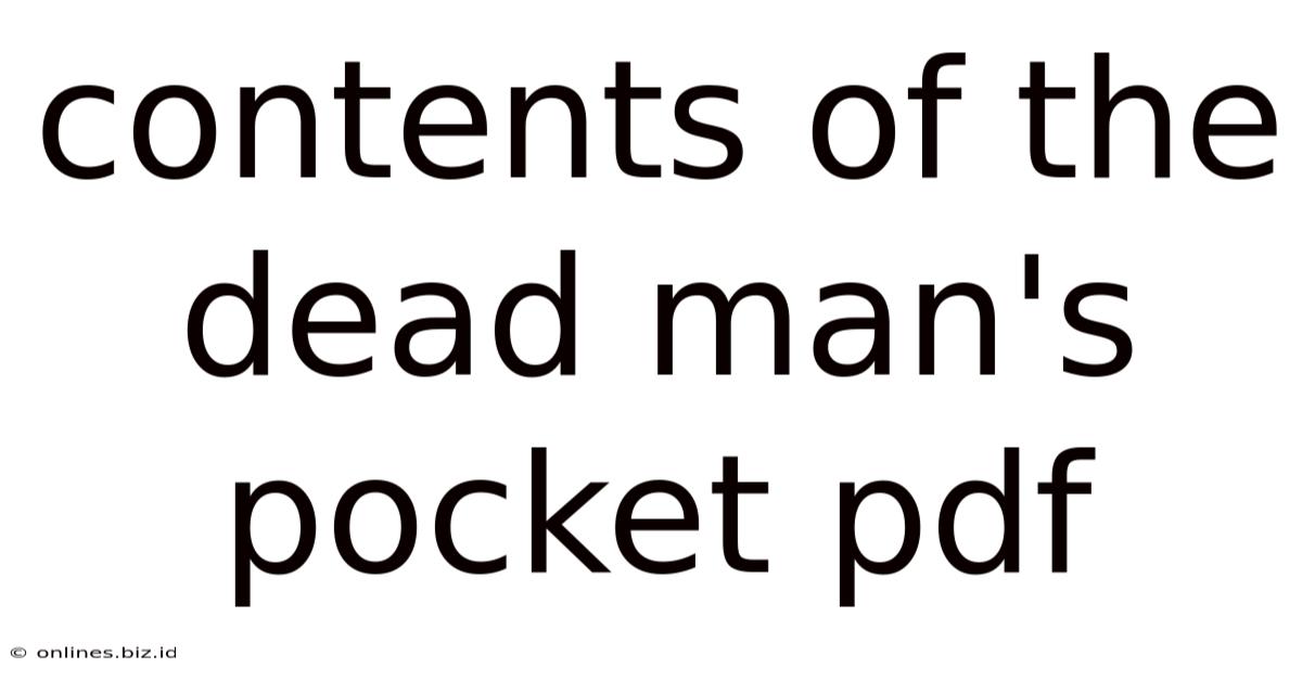 Contents Of The Dead Man's Pocket Pdf