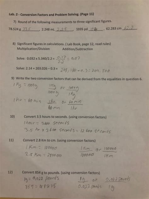 Conversion Factors And Problem Solving Lab 2 Answers