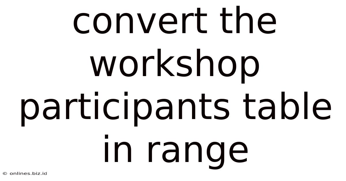 Convert The Workshop Participants Table In Range