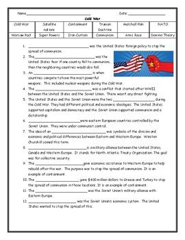 Course Hero Vocabulary Worksheet Cold War Vocabulary Answer Key