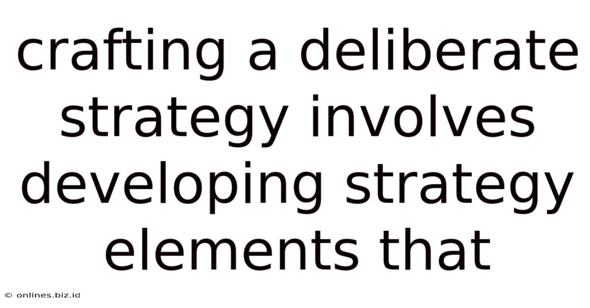 Crafting A Deliberate Strategy Involves Developing Strategy Elements That