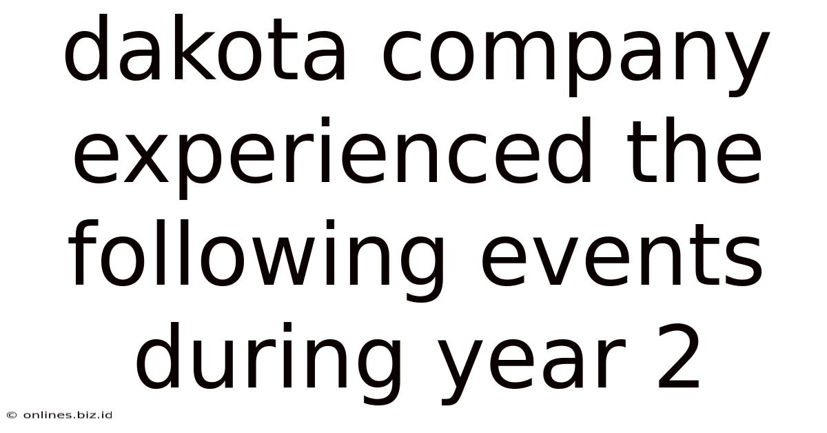 Dakota Company Experienced The Following Events During Year 2