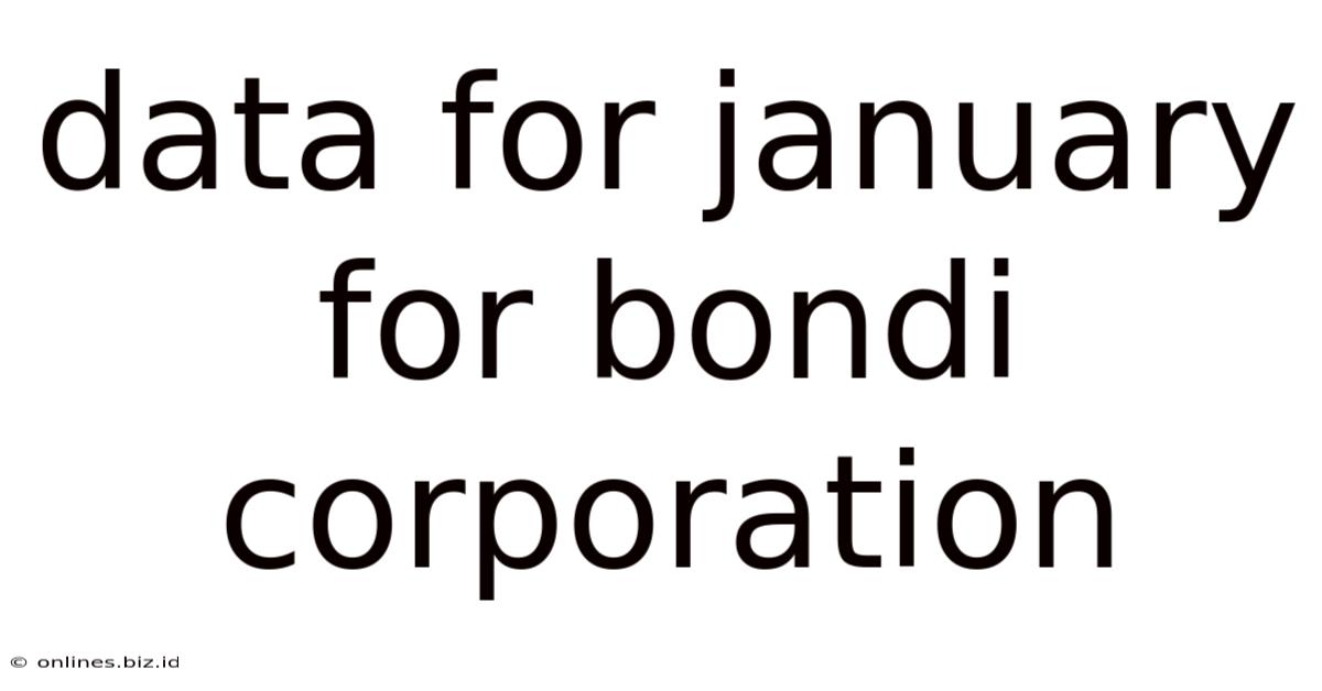 Data For January For Bondi Corporation