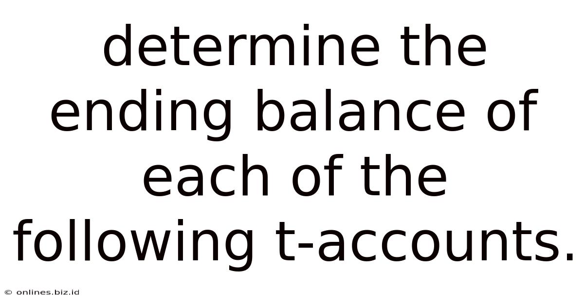 Determine The Ending Balance Of Each Of The Following T-accounts.