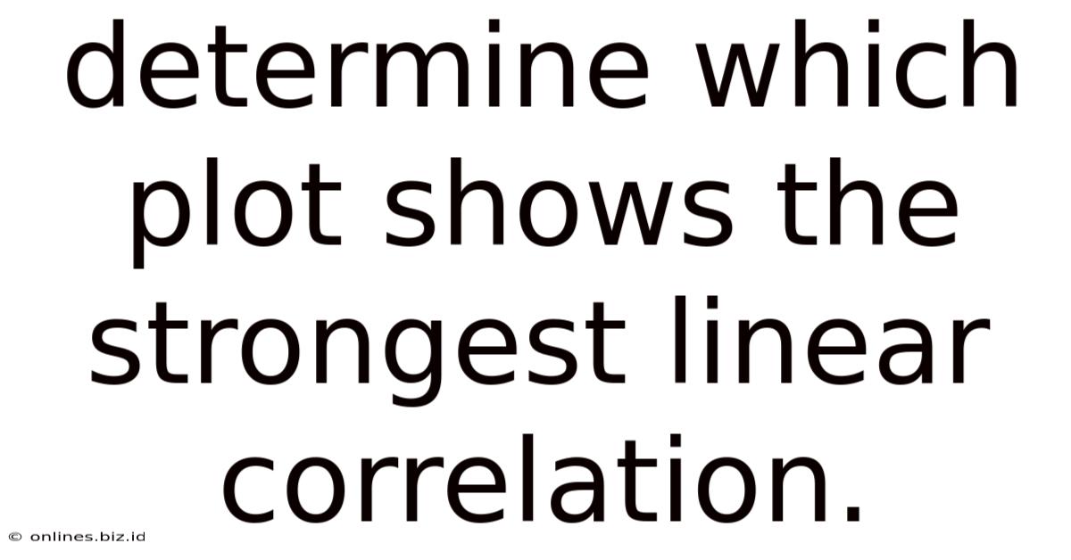 Determine Which Plot Shows The Strongest Linear Correlation.