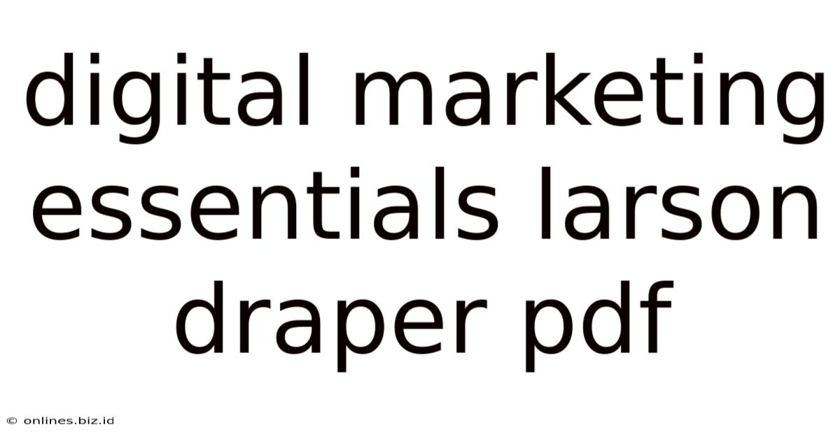 Digital Marketing Essentials Larson Draper Pdf
