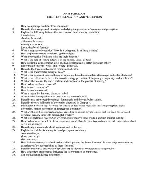 Discovering Psychology Sensation And Perception Episode 4 Worksheet Answers