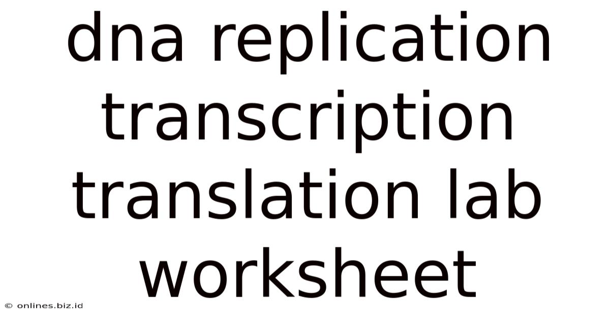 Dna Replication Transcription Translation Lab Worksheet