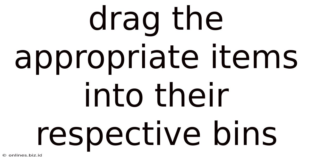 Drag The Appropriate Items Into Their Respective Bins