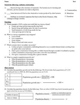 Ecology And Populations Practice Answer Key