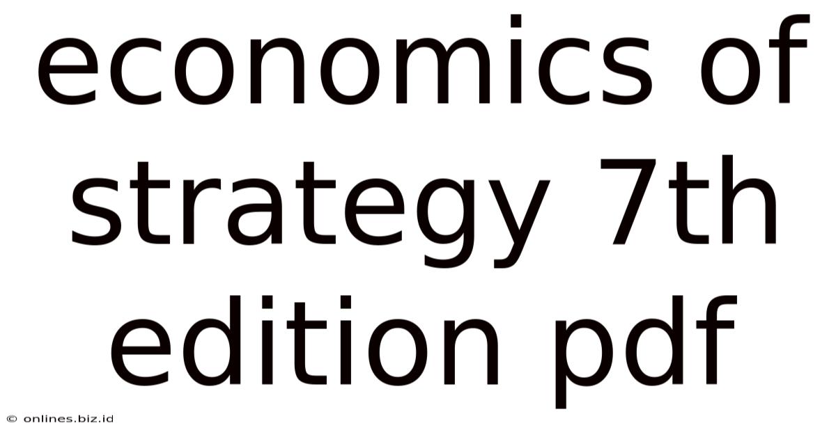 Economics Of Strategy 7th Edition Pdf