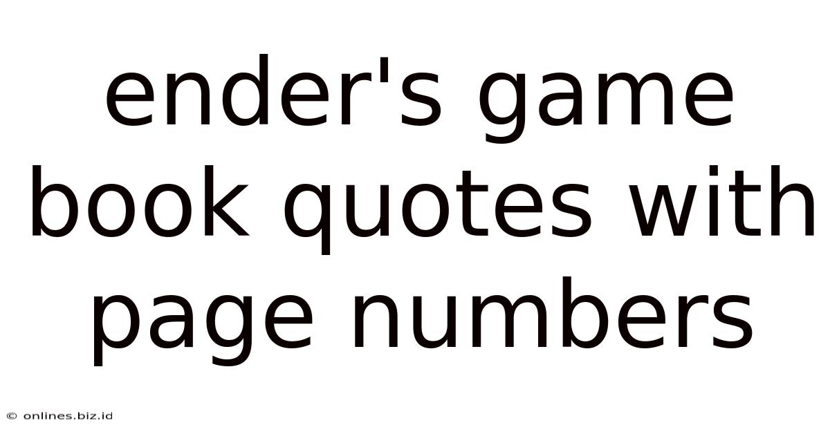 Ender's Game Book Quotes With Page Numbers