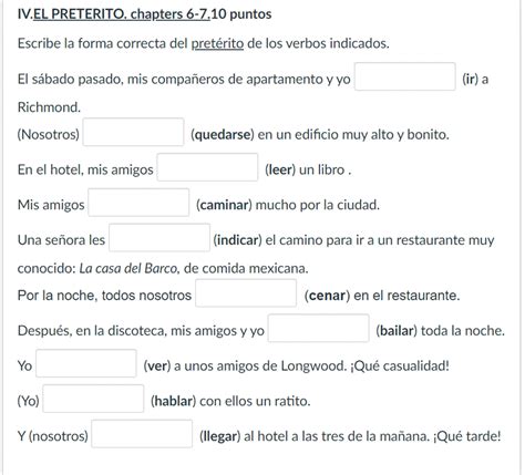 Escribe La Forma Correcta Del Pretérito De Cada Verbo.