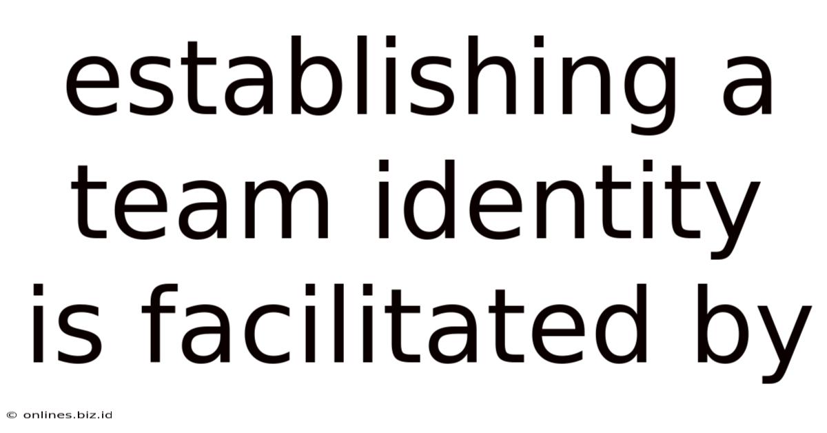 Establishing A Team Identity Is Facilitated By