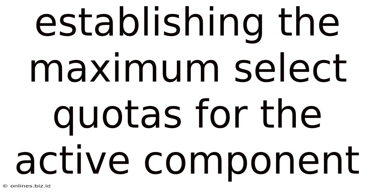 Establishing The Maximum Select Quotas For The Active Component
